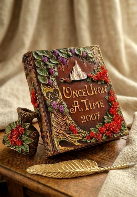 Fairytale Castle & Red Rose Personalised Wedding Guest Book Set