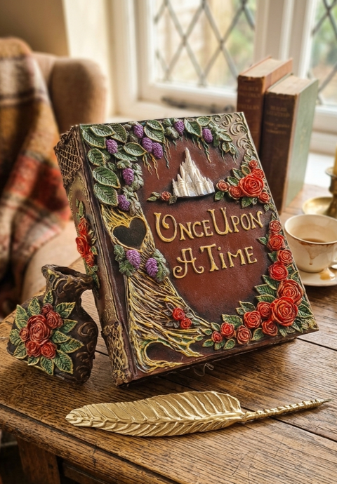 Fairytale Castle & Red Rose Personalised Wedding Guest Book Set