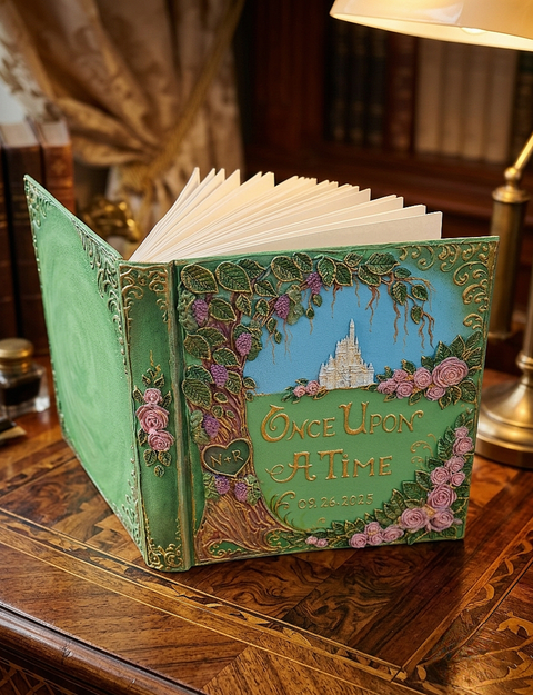 Personalized Photo Album & Fairytale Wedding Guest Book – Once Upon A Time Castle Memory Book