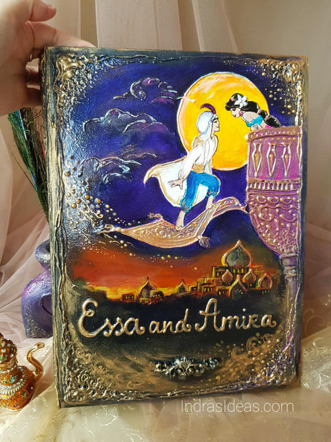 Aladdin and Jasmine near Aggrabah themed Wedding Guest Sign in Book and Set