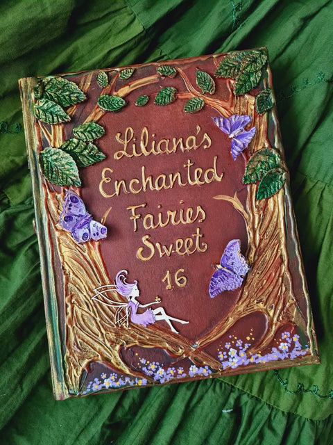 Fairytale forest guest book with fairy and butterflies. All Sizes Book and Set