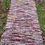 Fluffy carpet with raised middle column; Red +White +Yellow loomed Rug; 160x86cm