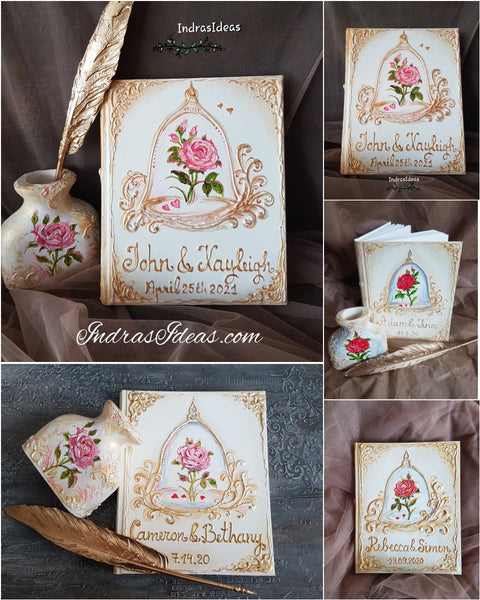 Enchanted Rose guest book, popular fairytale themed wedding Small guest book and set
