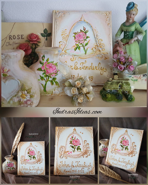 Enchanted Rose guest book, popular fairytale themed wedding guest book and set (S)