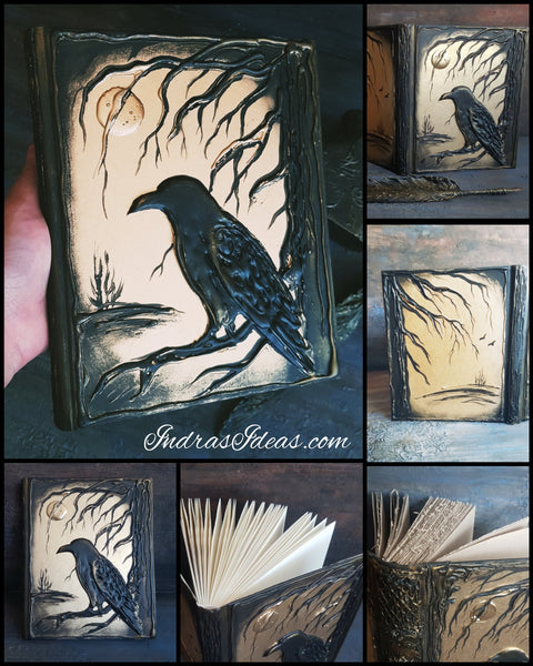 Black, gold crow guest book, journal.