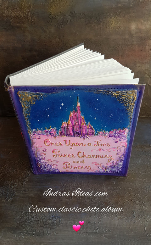 Cinderella Castle Wedding photo Album. Romantic Classic style photo Album.